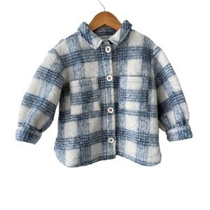 Zara Blue and White Checkered Jacket Toddler 3/4 Years